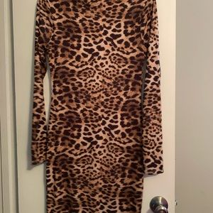 Cheetah print long sleeve dress